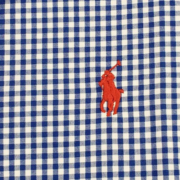 Polo Ralph Lauren Shirt Men's Medium Blue White Gingham Plaid Button Down Preppy - Picture 5 of 9